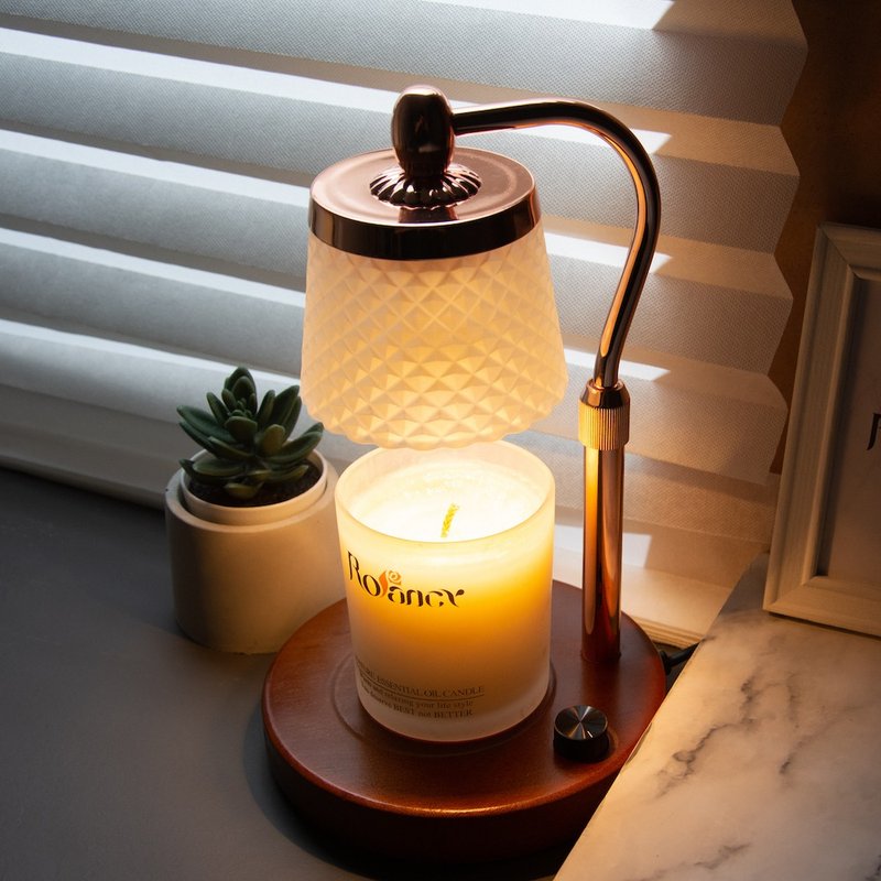 【Rofancy】Classic Wooden Base Melted Wax Lamp-White Diamond - Candles & Candle Holders - Wood 