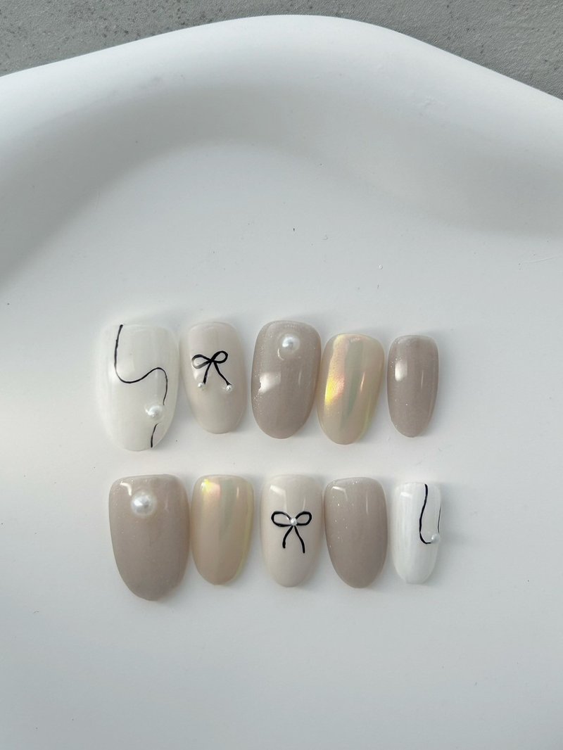 Simple bow //Pre-order handmade wearable manicure manicure stickers as gifts - Nail Polish & Acrylic Nails - Other Materials 