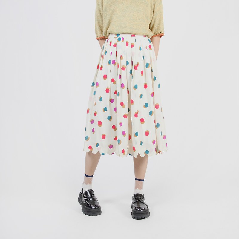 [Egg Plant Vintage] Wavy Colorful Printed Skirt - Skirts - Polyester 