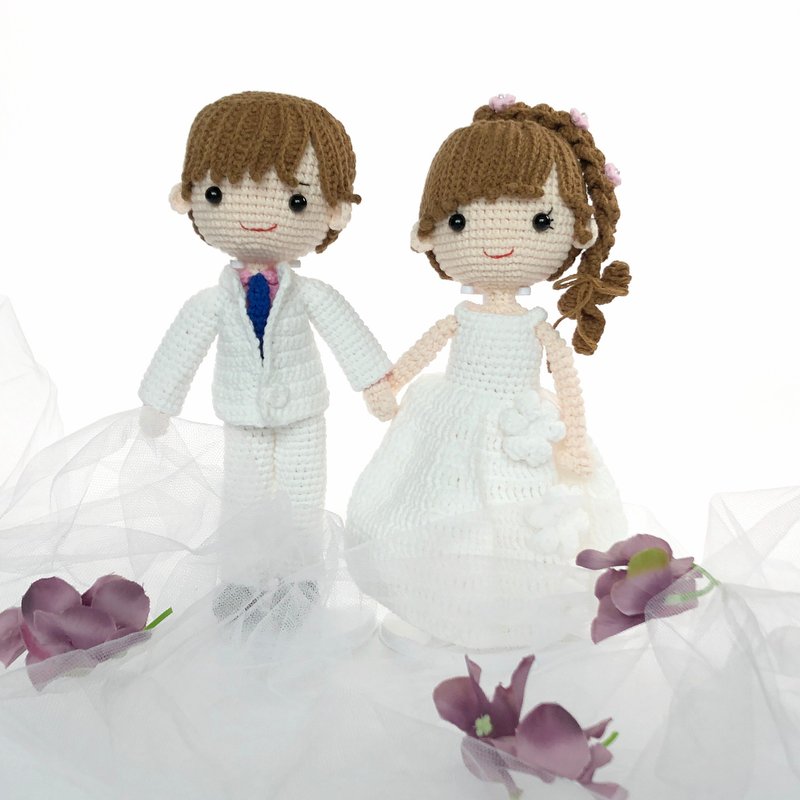 客製結婚公仔  婚禮娃娃 結婚禮物 婚禮擺設 婚禮裝飾 (自選顏色) - 擺飾/家飾品 - 聚酯纖維 白色