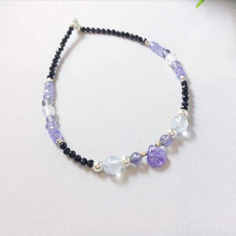 MH Sterling silver natural stone custom series_Satellite 009_ 丹泉石 - Bracelets - Gemstone Purple