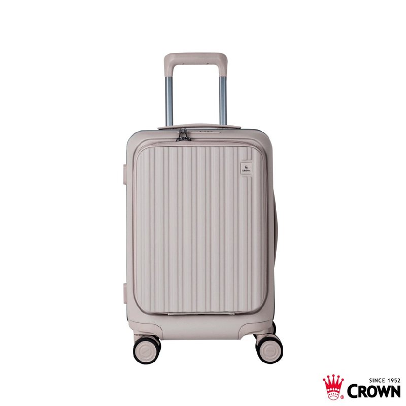【CROWN】21吋 BOXY 前開框架拉桿箱 登機箱  燕麥奶茶色 - 行李箱/旅行袋 - 塑膠 卡其色