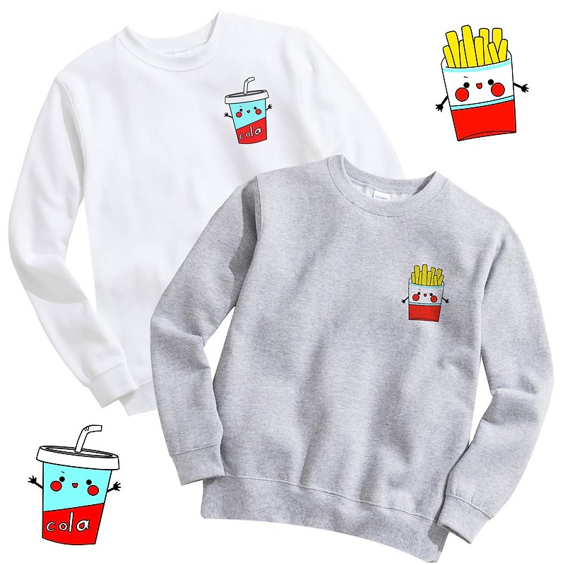 Pocket Cola French Fries couple sweatshirt - Men's T-Shirts & Tops - Cotton & Hemp Multicolor