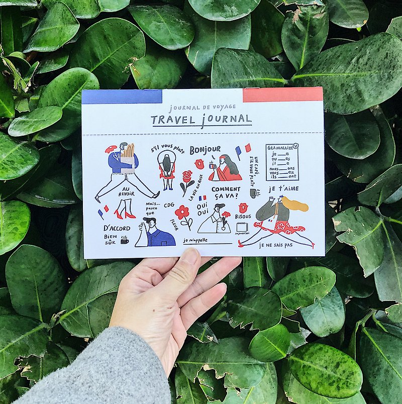 Travel Journal in France with Postcards