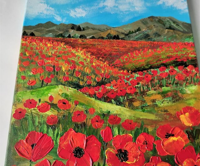 ポピーの絵無框畫ギフト客廳官畫花の絵壁の装飾赤い花罌粟花
