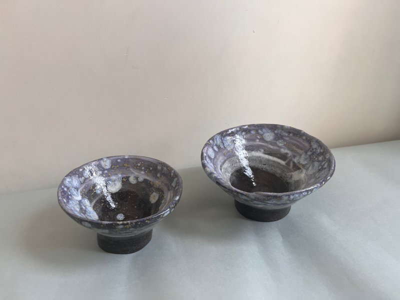 Bowl (2 pieces) - Starry Night - 碗 - 陶 銀色