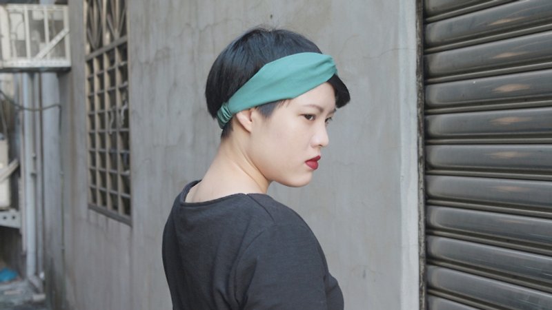 Midsummer Taiwan handmade elastic hairband - เครื่องประดับผม - ผ้าฝ้าย/ผ้าลินิน สีเขียว