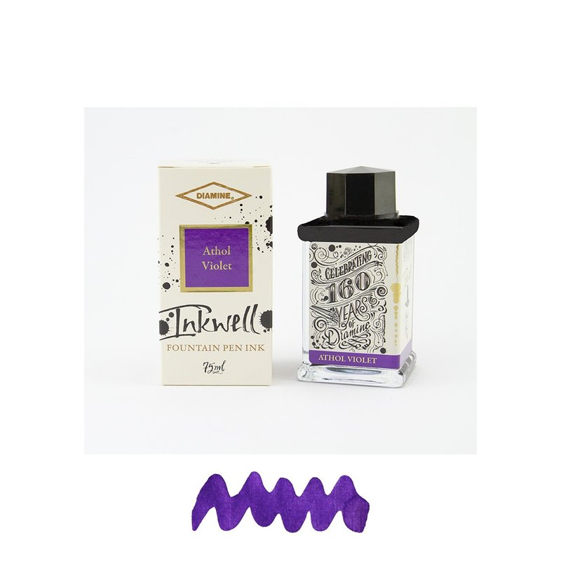 Diamine 160th Anniversary Fountain Pen Ink - Athol Violet - 75ml - Ink - Glass Purple