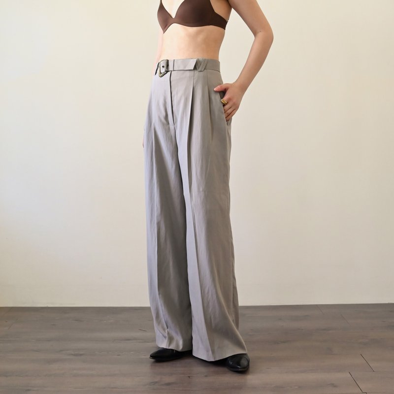 【NaSuBi Vintage】流麗輪廓高腰古著褲 - 女長褲 - 其他人造纖維 