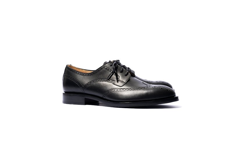 StitchingSole_Wingtip_Blk_MTO - Men's Leather Shoes - Genuine Leather Black