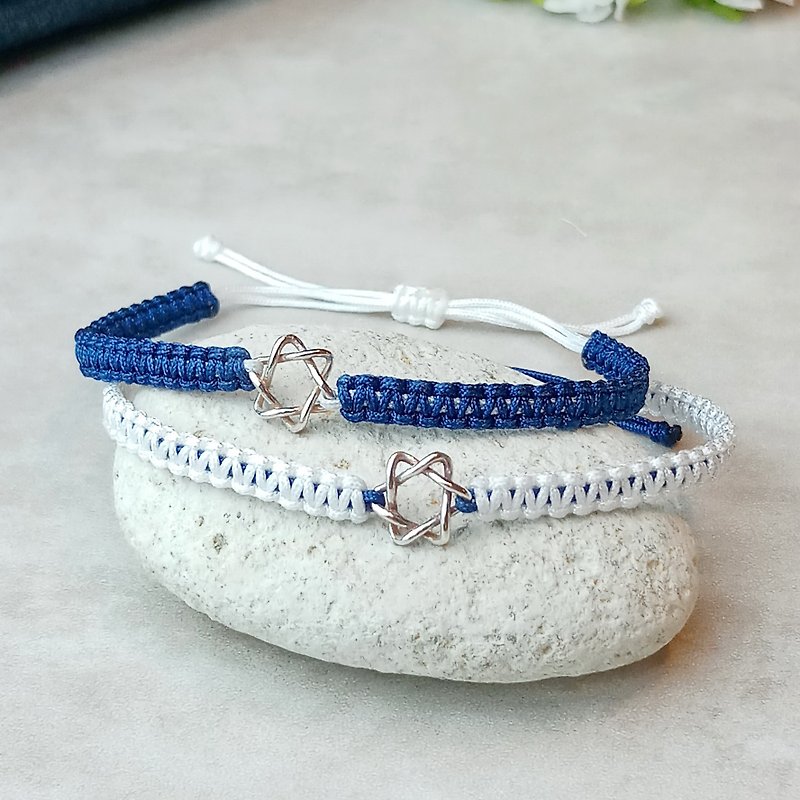 S925 Sterling Silver Star Couple Bracelet Silver Bracelet Bracelet (Set) [Optional Color] TB001(L) - Bracelets - Sterling Silver Blue