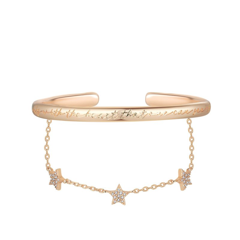 CZ Gold Star Layered Bangle - Secret - Bracelets - Copper & Brass Gold