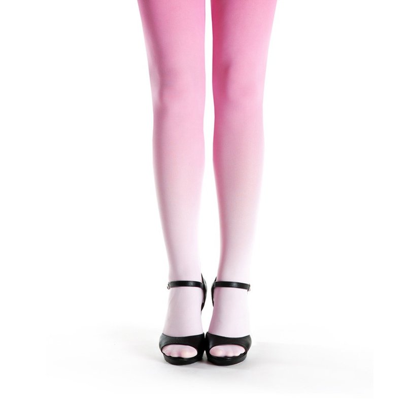 Pink ombre gradient pantyhose, pastel kawaii outfit - 內搭褲/緊身褲 - 尼龍 粉紅色