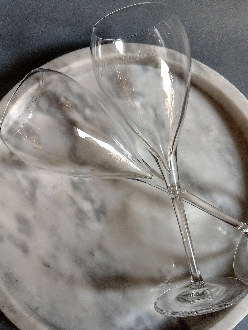 イタリアの鉛フリークリスタルゴブレット（ペアカップ）レタリングカスタマイズギフト限定木箱カップル/結婚 - グラス・コップ - ガラス 透明