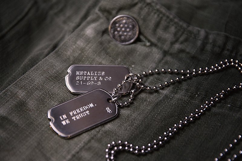 [METALIZE] Stainless Steel Double Army Necklace