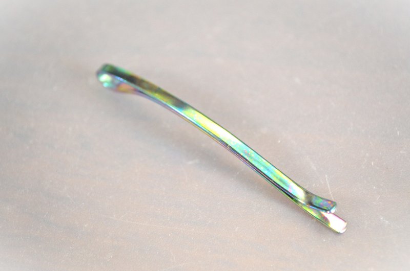 Titanium hairpin・チタンヘアピン=グリーンゴールドの星雲色=63mm - 髮圈/髮夾 - 其他金屬 多色