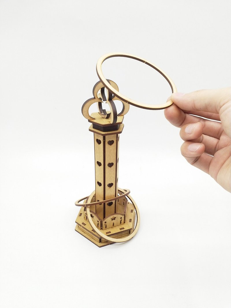 Children's toys (night market ring ring) DIY log veneer puzzle gift - บอร์ดเกม - ไม้ สีนำ้ตาล