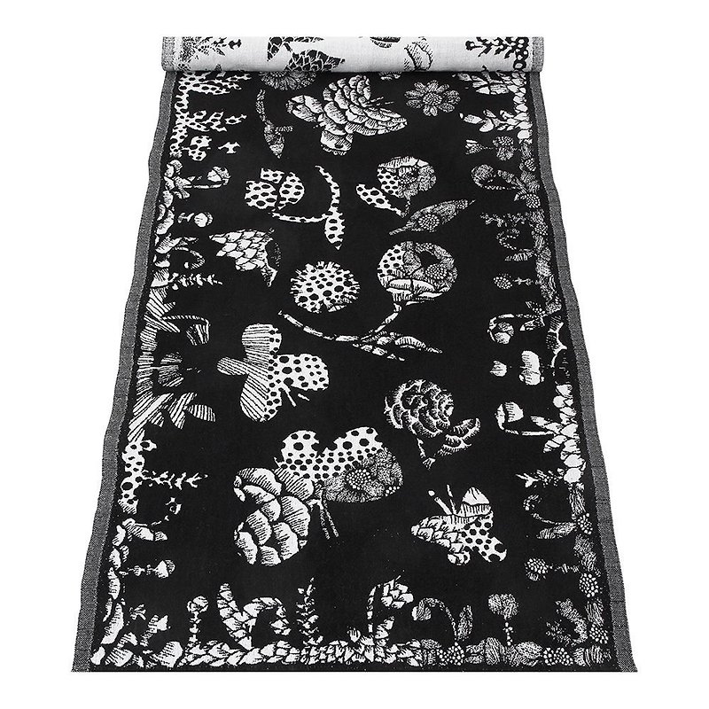 AAMOS long Linen cotton tablecloth (black) - ผ้ารองโต๊ะ/ของตกแต่ง - ผ้าฝ้าย/ผ้าลินิน สีเทา
