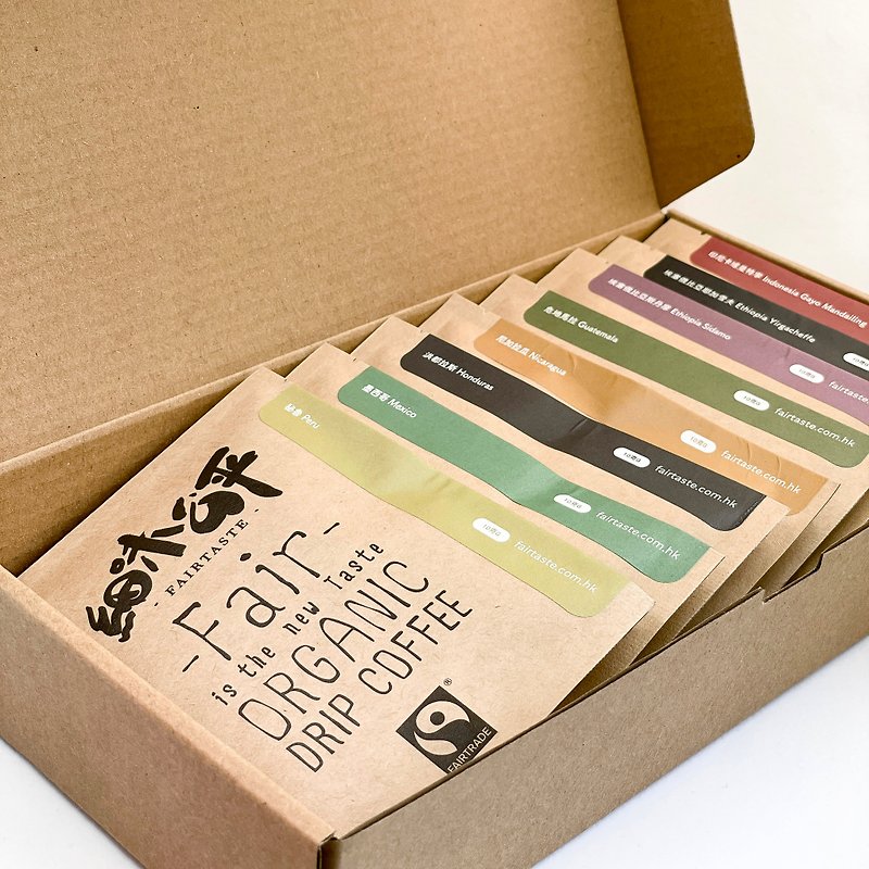 FAIRTASTE - Specialty Organic Drip Coffee Gift Set (10g x 8 Origins) - Coffee - Paper Khaki