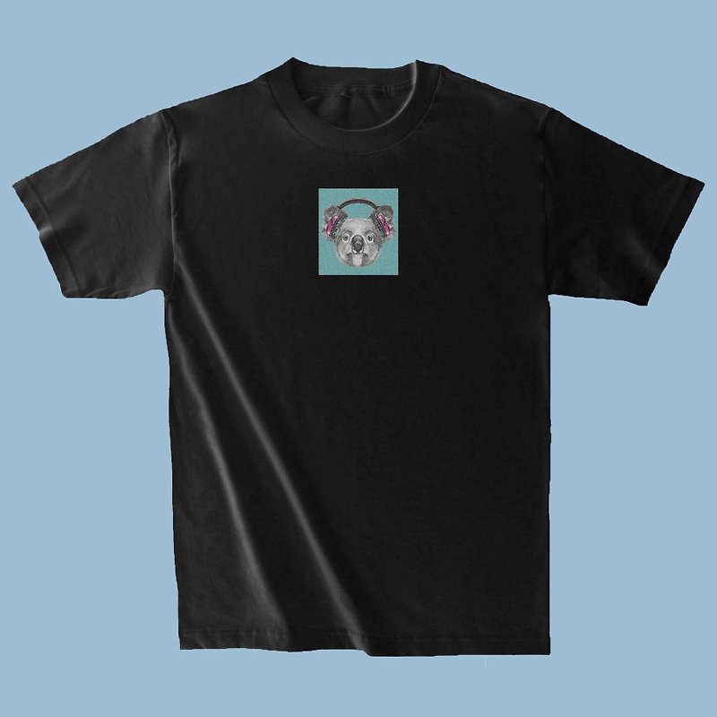 Whitee White T Sloth Design Short Sleeve T-shirt Koala Music T-shirt TEE