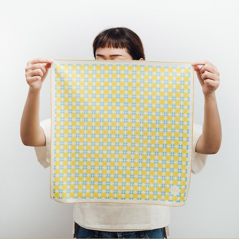 Furoshiki Cloth / Old Mosaic Tile / Light Yellow - Handkerchiefs & Pocket Squares - Cotton & Hemp Yellow