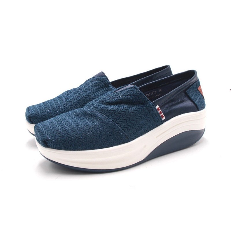 W&M BOUNCE編織輕量增高厚底休閒鞋 女鞋-藍色 - 女休閒鞋/帆布鞋 - 其他材質 