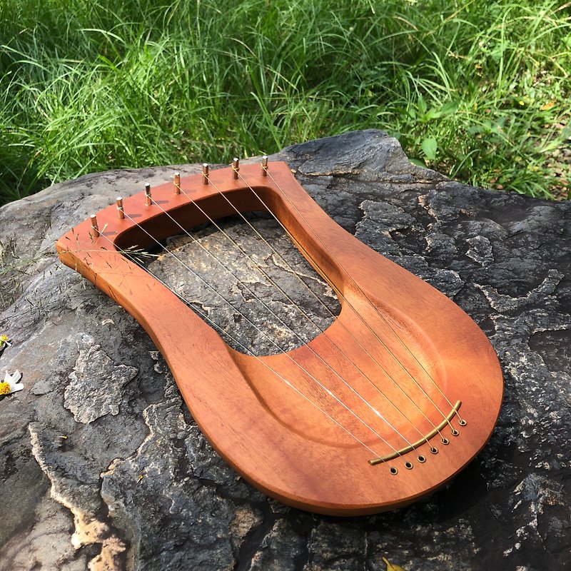 Lyre Lyre handmade piano Mahogany seven-tone harp Lyre Poetry-like musical instrument - กีตาร์เครื่องดนตรี - ไม้ สีส้ม