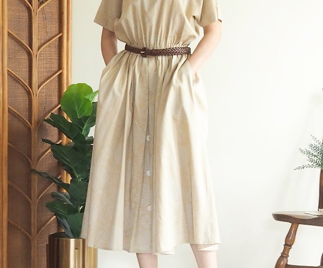 VINTAGE dress, Cream color; Tribal pattern, size L - Shop Tomorrow is  Yesterday - One Piece Dresses - Pinkoi
