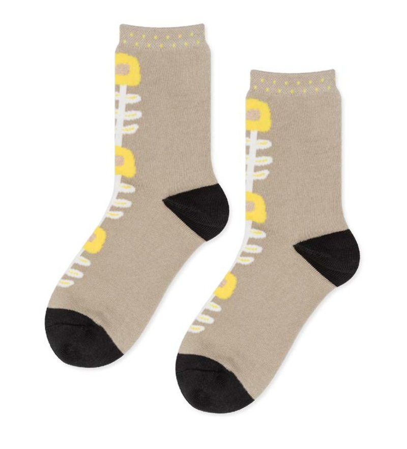 Sc. GREEN Lifestyle Bidongja Flower/Tube Socks/Socks/Comfortable Cotton Socks/Ladies Socks - ถุงเท้า - ผ้าฝ้าย/ผ้าลินิน สีเหลือง