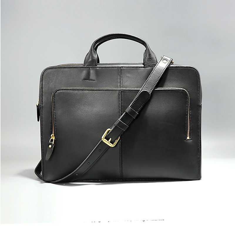 Cowhide Briefcase, High-capacity Commuter Bag, Shoulder Bag, Handbag, Laptop Bag - Briefcases & Doctor Bags - Genuine Leather 