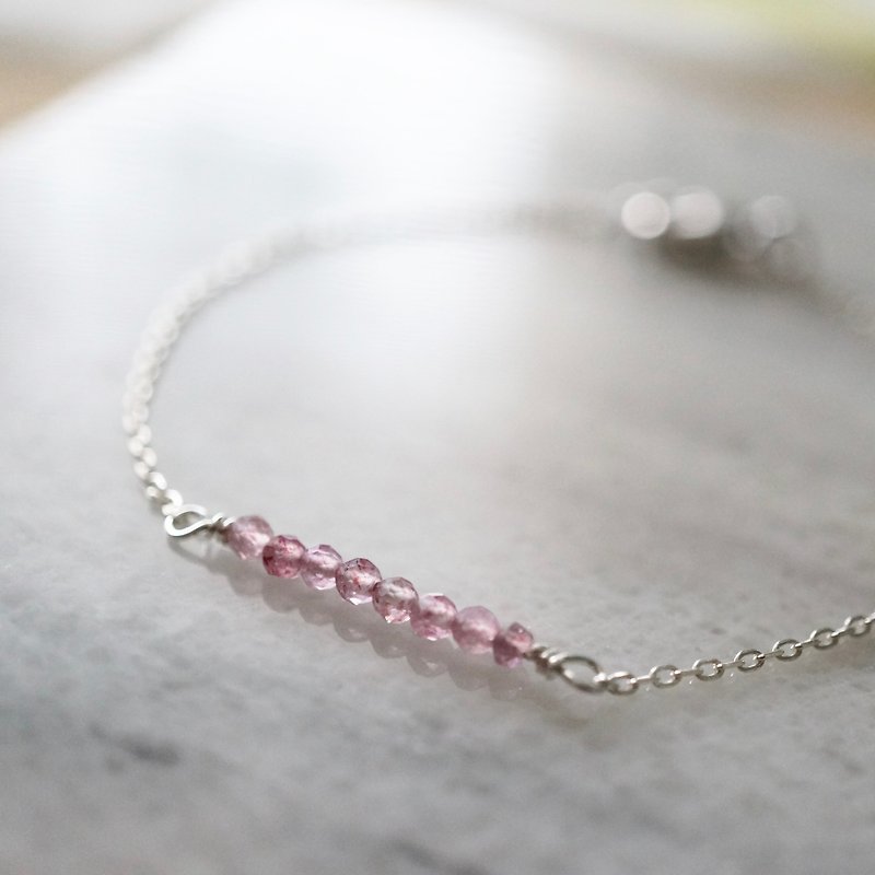 ITS-B133 [925 silver bracelet, small gemstone, strawberry crystal] 1 bracelet. - Bracelets - Silver Silver