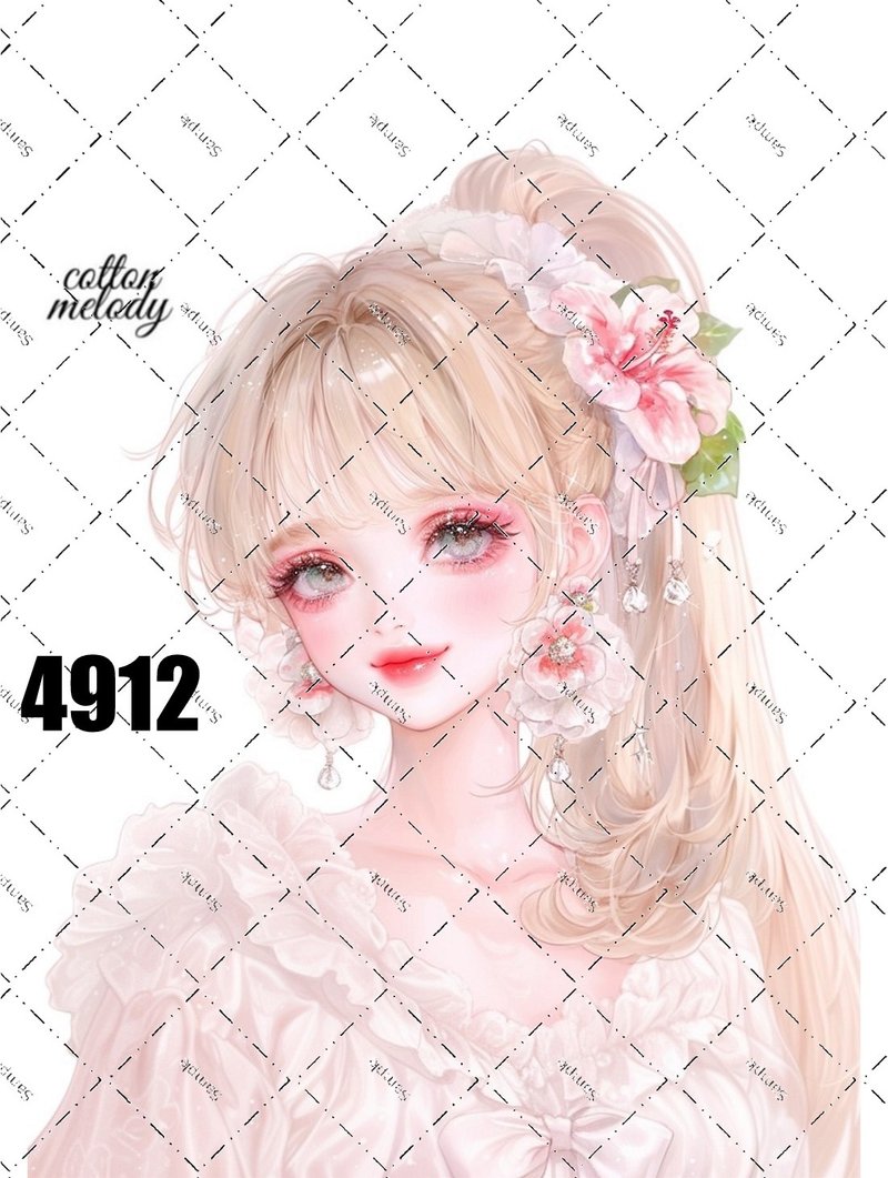 original sticker no.4912 人物ステッカー オリジナルステッカー オリジナル人物ステッカー 装飾ステッカー cotton melody - 貼紙 - 紙 