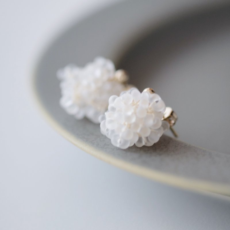 grains(frost) - Earrings & Clip-ons - Glass White