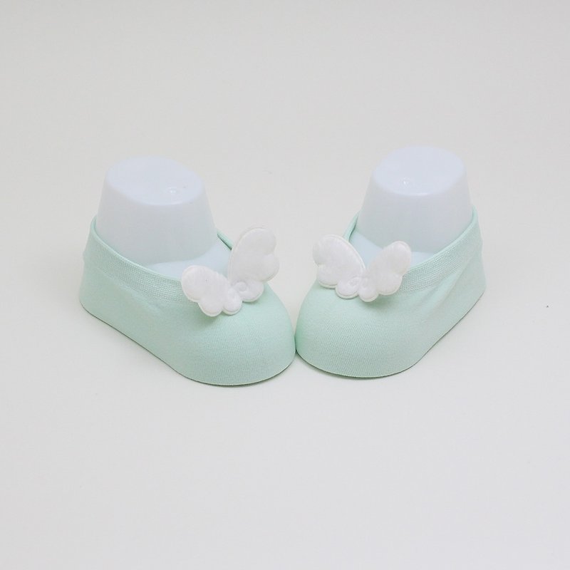 Baby Gift Newborn Baby Girl and boy cool Socks with Angel wing - 嬰兒襪子 - 棉．麻 綠色