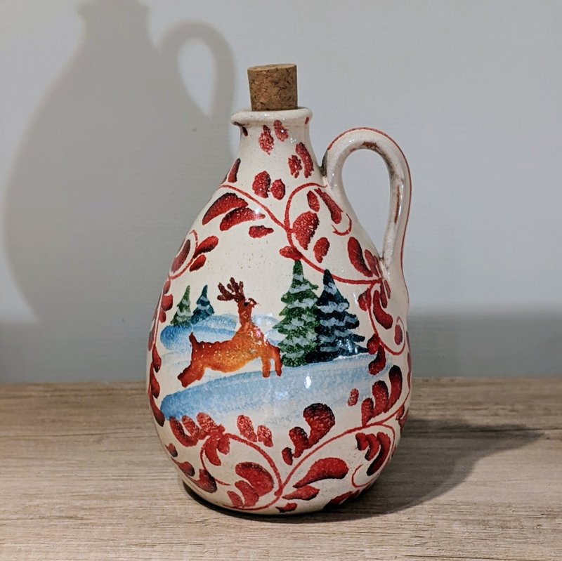 Italian handmade pottery - BA Alpine cottage oil and vinegar jar 770 ml - Food Storage - Pottery Red