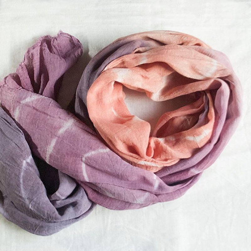 花漾三色純棉植物染圍巾 - 絲巾 - 棉．麻 