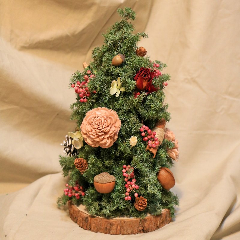 エレガントな甘いベリーのクリスマスツリー - ドライフラワー・ブーケ - 寄せ植え・花 ピンク