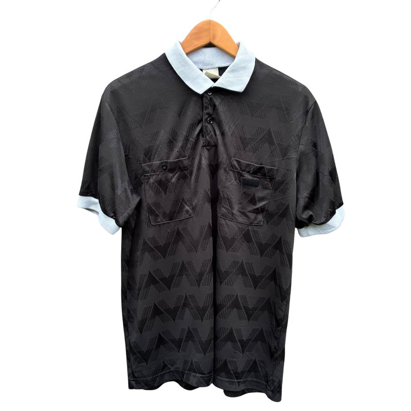 Vintage 90s Umbro Referee Jersey  Shirt Size L - 男襯衫/休閒襯衫 - 聚酯纖維 黑色
