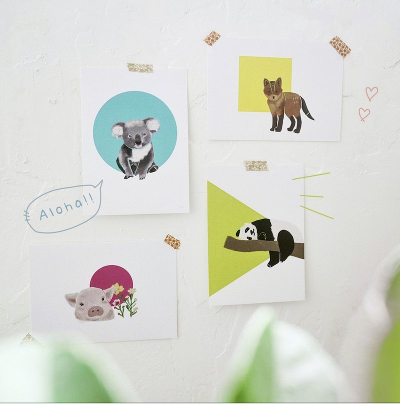 Animal Postcard 動物明信片 | 心意卡 | 感謝卡 - 卡片/明信片 - 紙 白色