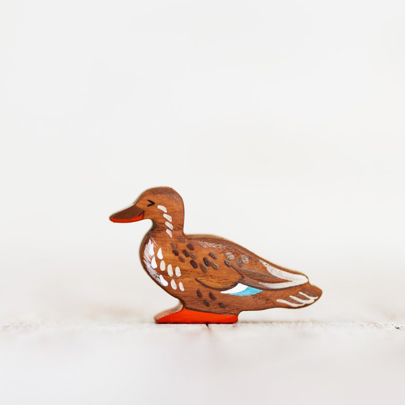 Wooden toy brown duck bird Toy mallard drake Widgeon - Kids' Toys - Eco-Friendly Materials Brown