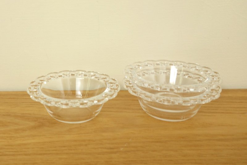 ノルウェーレースの花のガラスのボウル/小皿 - キャンドル・燭台 - ガラス 透明