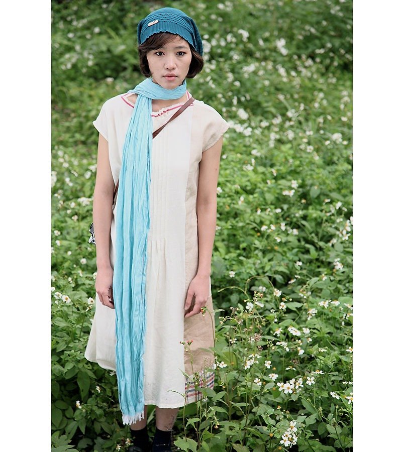 And_Plaid dress [online sale] - ชุดเดรส - ผ้าฝ้าย/ผ้าลินิน ขาว