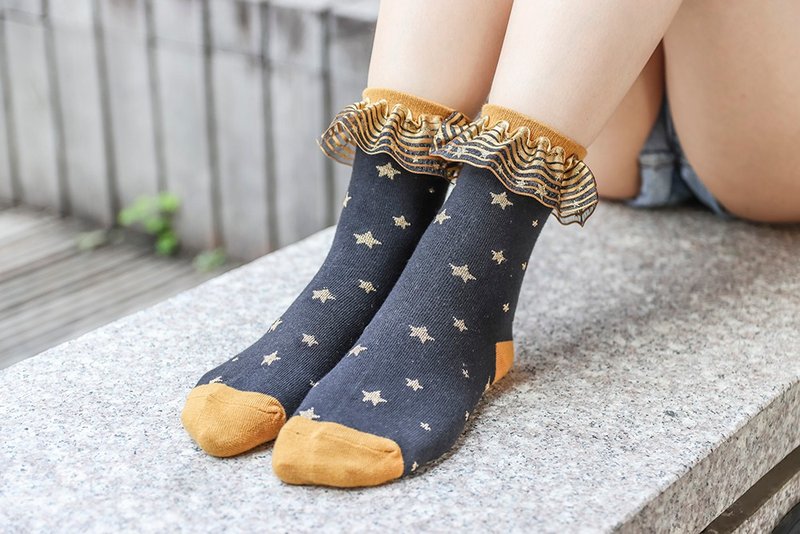 Unni Bright Star Lace Socks. Socks. Cute. Lace Socks. Socks. Socks. Shoes and Ss - Socks - Cotton & Hemp Orange