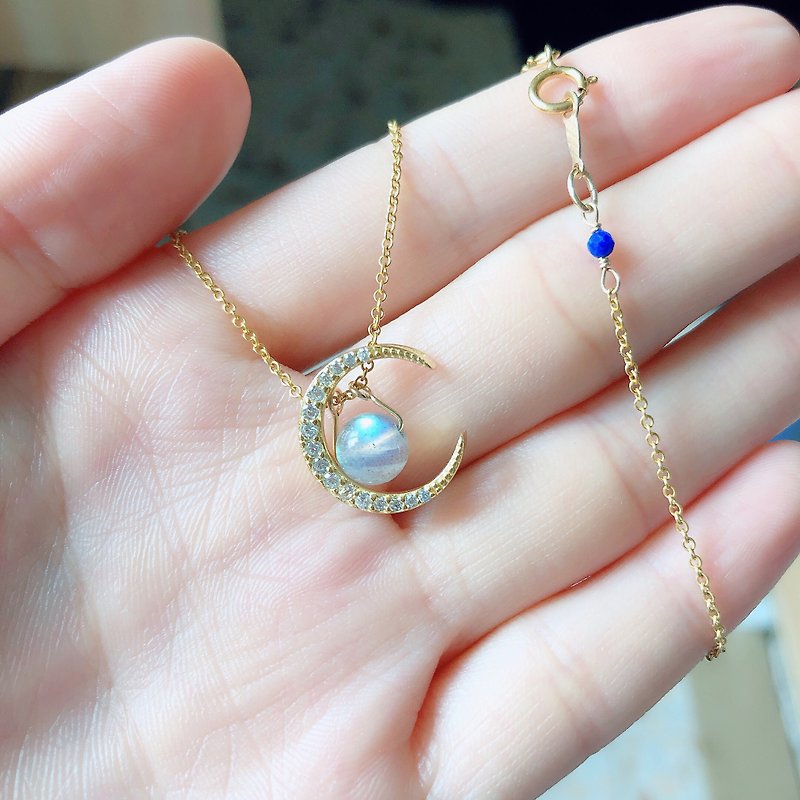 Moonlight-14kgf Labradorite Pendant Necklace - Necklaces - Gemstone Blue