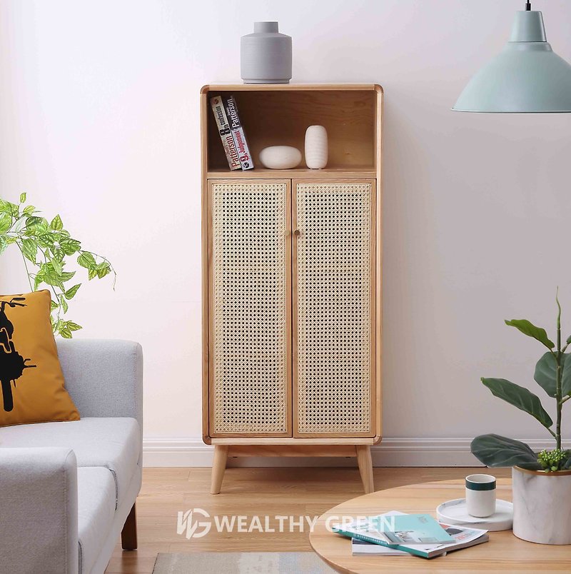 Westgreen Nordic Japanese-style modern solid wood rattan drawer storage cabinet W-2101 - Storage - Wood 