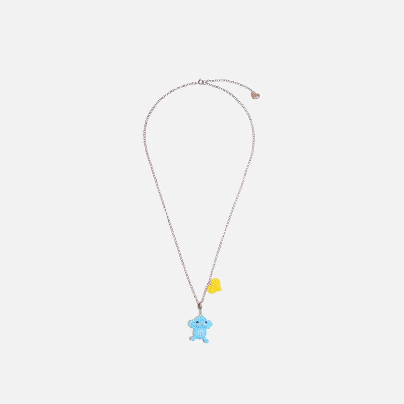 Small Blue Elephant Pendant Necklace - สร้อยคอ - แก้ว สีน้ำเงิน