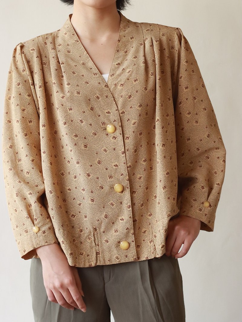 日系復古圖樣襯衫/外套 - 女裝 上衣 - 棉．麻 