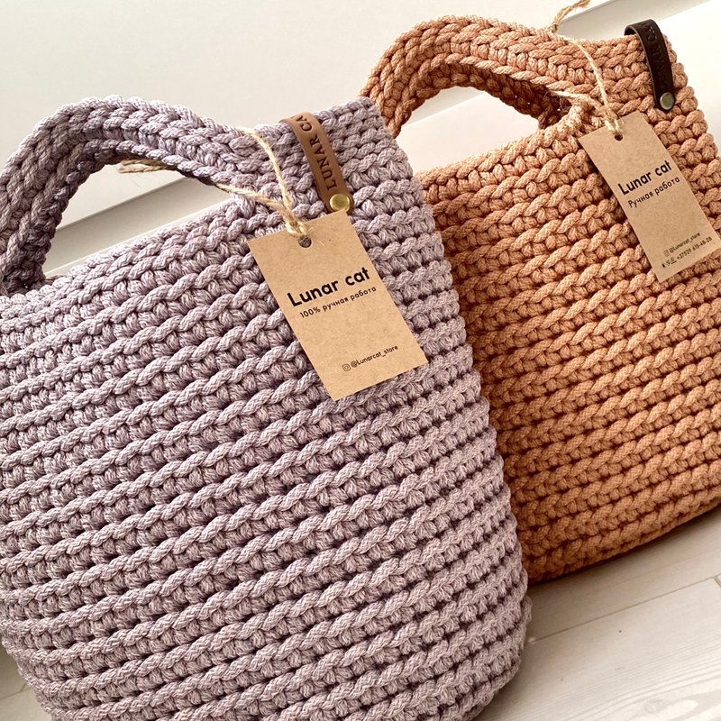 PDF PATTERN Crochet Tote Bag M size, Bag Pattern Crochet, Cute Tote Bag - 手工藝教學/工具書 - 其他材質 