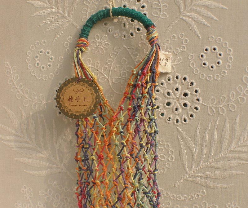 Hand-woven bags / rainbow colors / thermos / WINE / PET bottles - ถุงใส่กระติกนำ้ - ผ้าฝ้าย/ผ้าลินิน สีใส