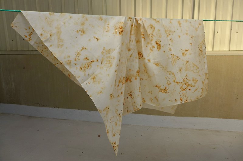 Rust-dyed silk scarf